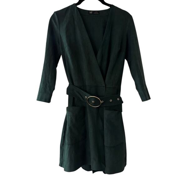 Zara Green faux suede playsuit size XS - Picture 1 of 5